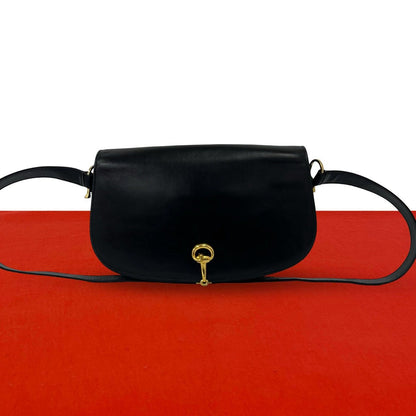 Gucci Vintage Logo Horsebit Leather Mini Shoulder Bag Pochette Black