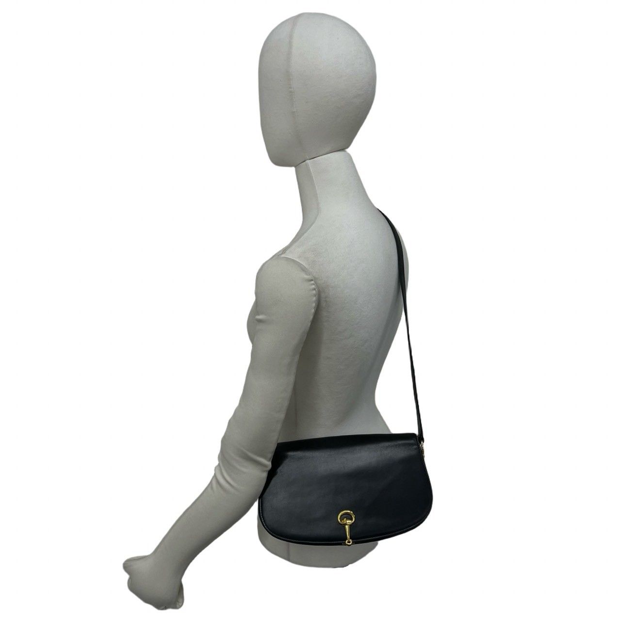 Gucci Vintage Logo Horsebit Leather Mini Shoulder Bag Pochette Black — view 2