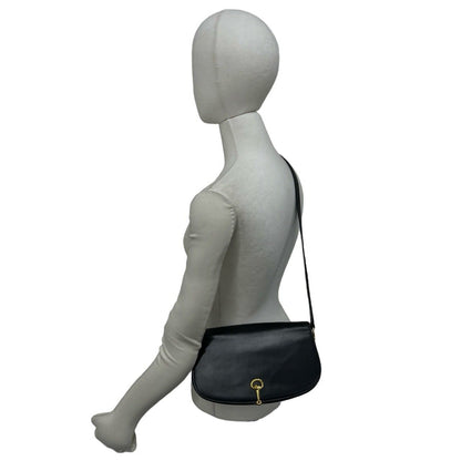 Gucci Vintage Logo Horsebit Leather Mini Shoulder Bag Pochette Black — view 2