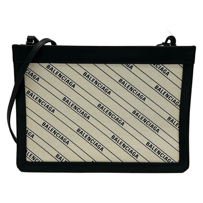 Balenciaga Shoulder Bag Navy Pochette Ivory Black Leather
