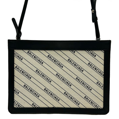 Balenciaga Shoulder Bag Navy Pochette Ivory Black Leather — view 3