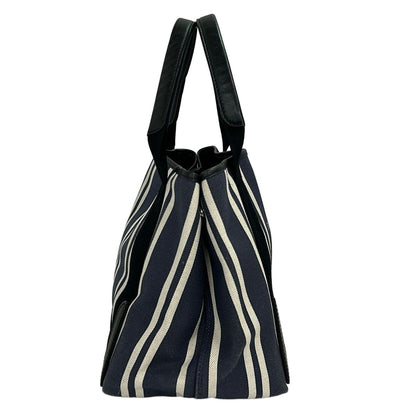 Balenciaga Tote Bag Navy Cabas S White Black Striped Leather — view 2