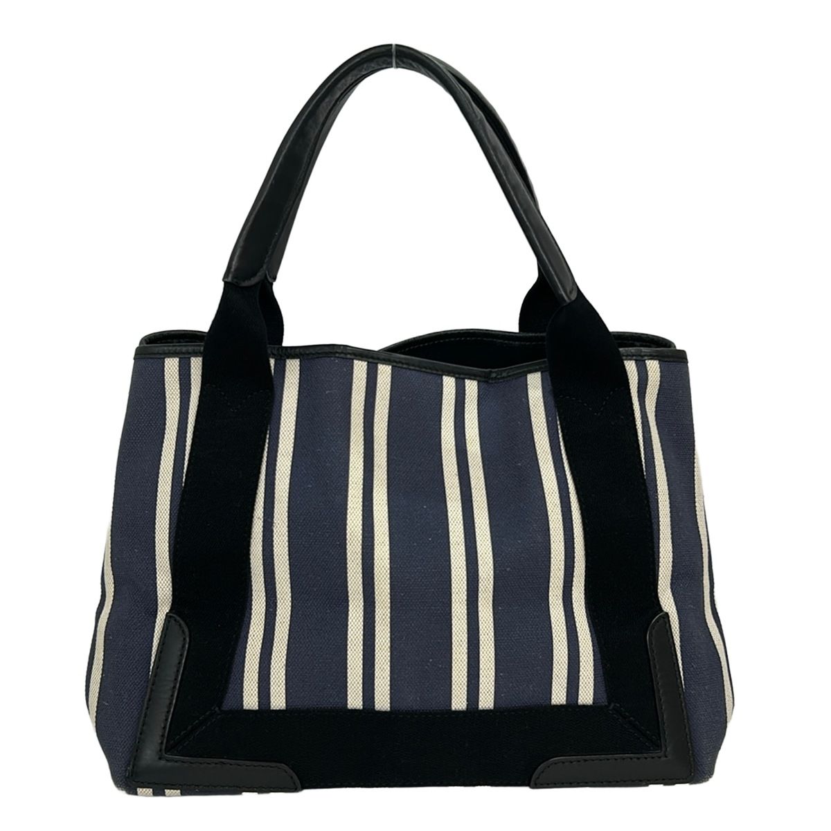 Balenciaga Tote Bag Navy Cabas S White Black Striped Leather — view 3