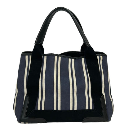 Balenciaga Tote Bag Navy Cabas S White Black Striped Leather — view 3