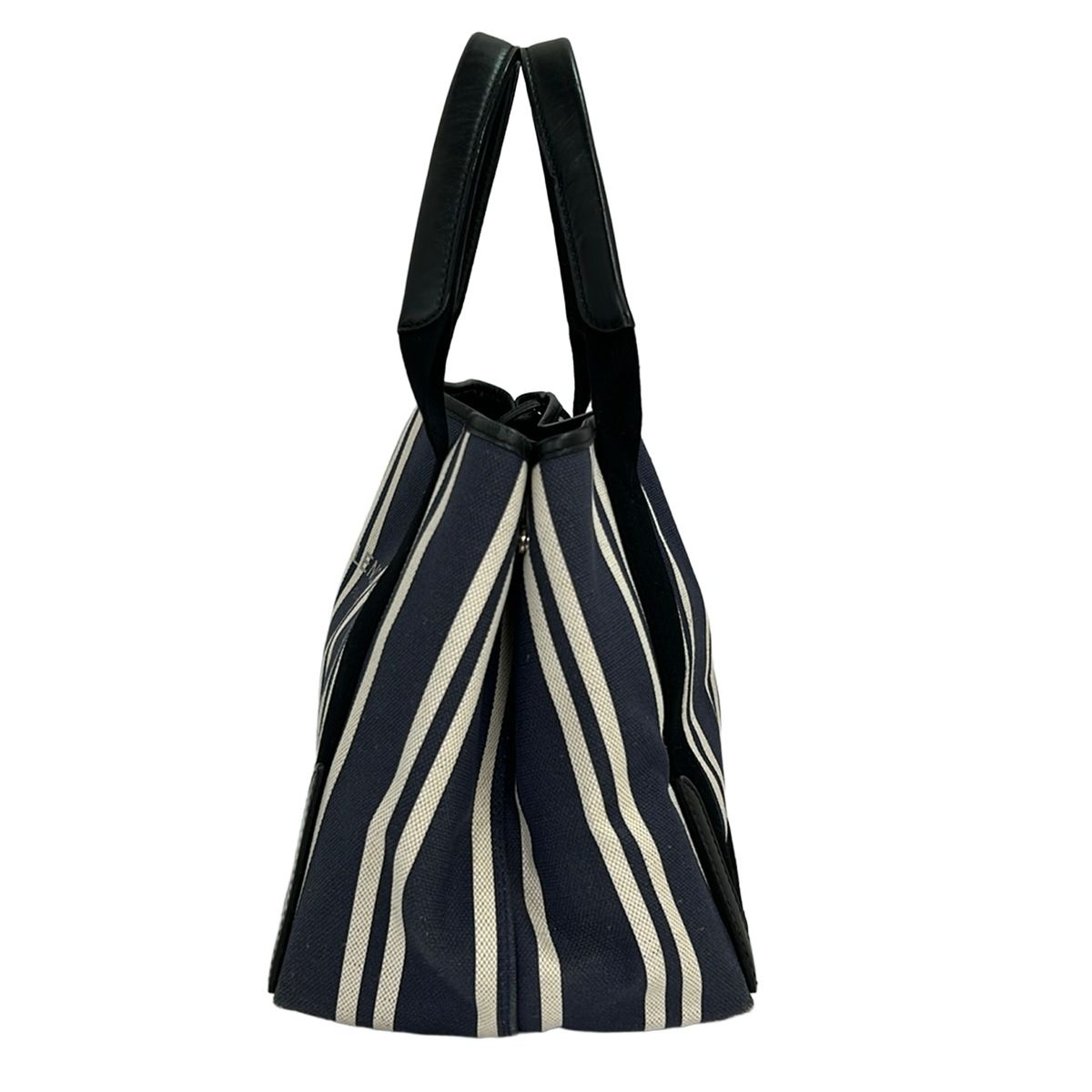 Balenciaga Tote Bag Navy Cabas S White Black Striped Leather — view 4