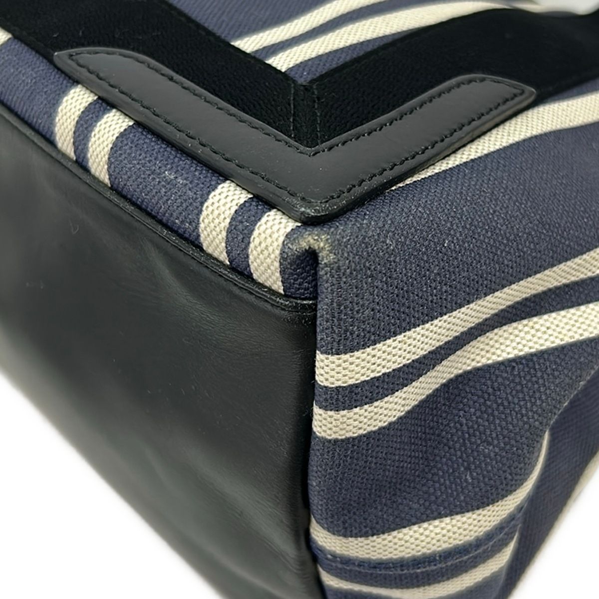 Balenciaga Tote Bag Navy Cabas S White Black Striped Leather — view 6