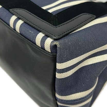 Balenciaga Tote Bag Navy Cabas S White Black Striped Leather — view 6