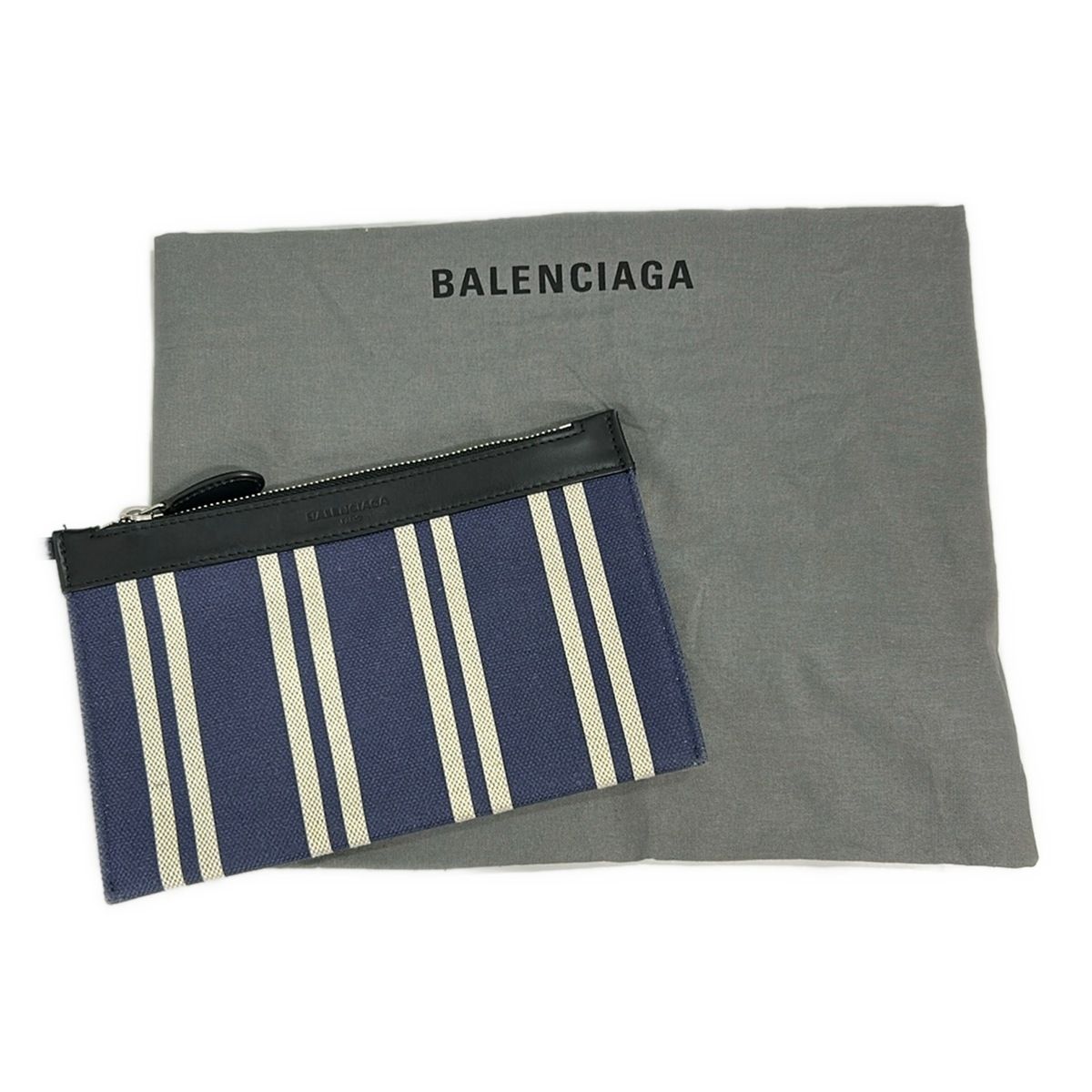 Balenciaga Tote Bag Navy Cabas S White Black Striped Leather — view 8