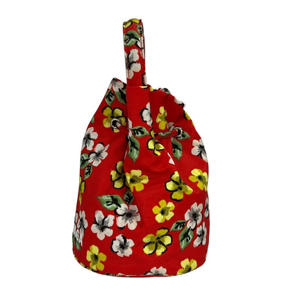 Balenciaga Drawstring Bucket Bag Red Yellow Multi Floral Pattern — view 4