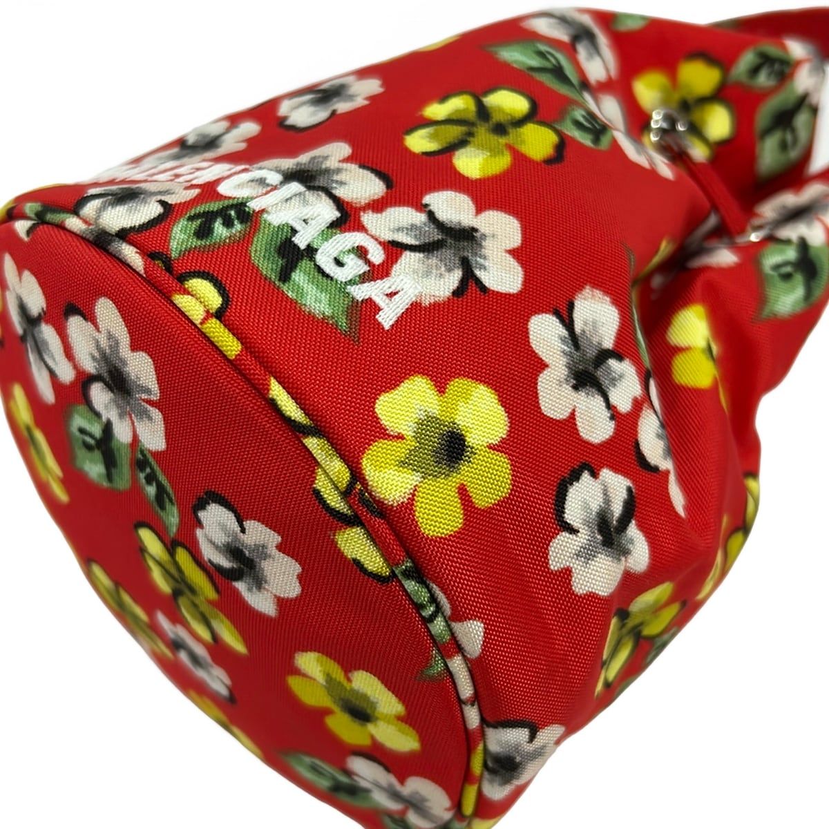 Balenciaga Drawstring Bucket Bag Red Yellow Multi Floral Pattern — view 6