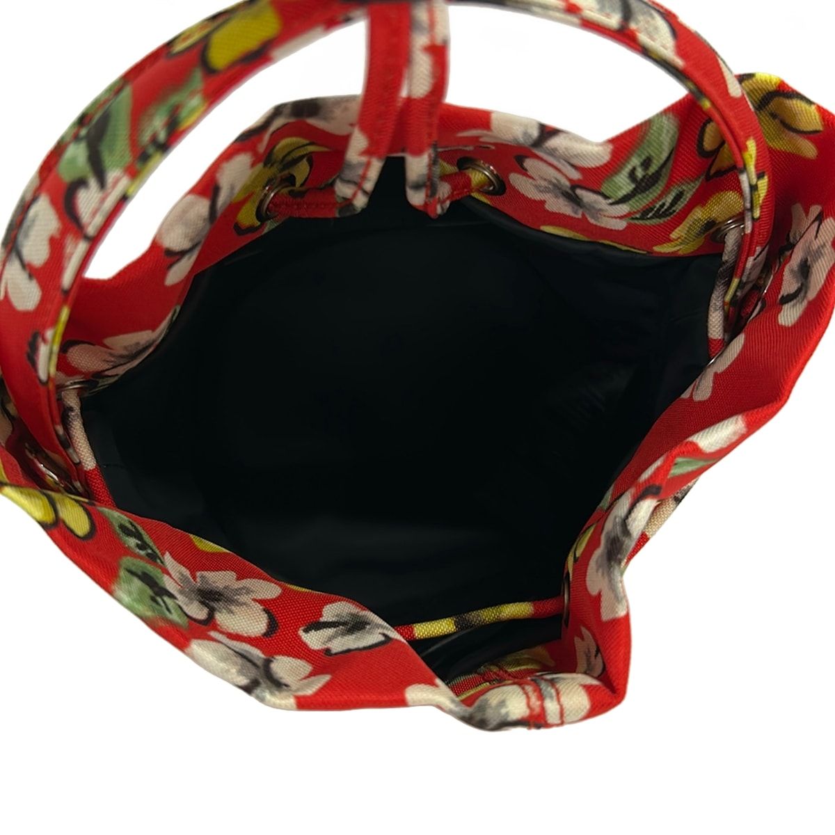 Balenciaga Drawstring Bucket Bag Red Yellow Multi Floral Pattern — view 7