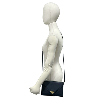 Saint Laurent YSL Logo Leather Mini Shoulder Bag Pochette Navy — view 2