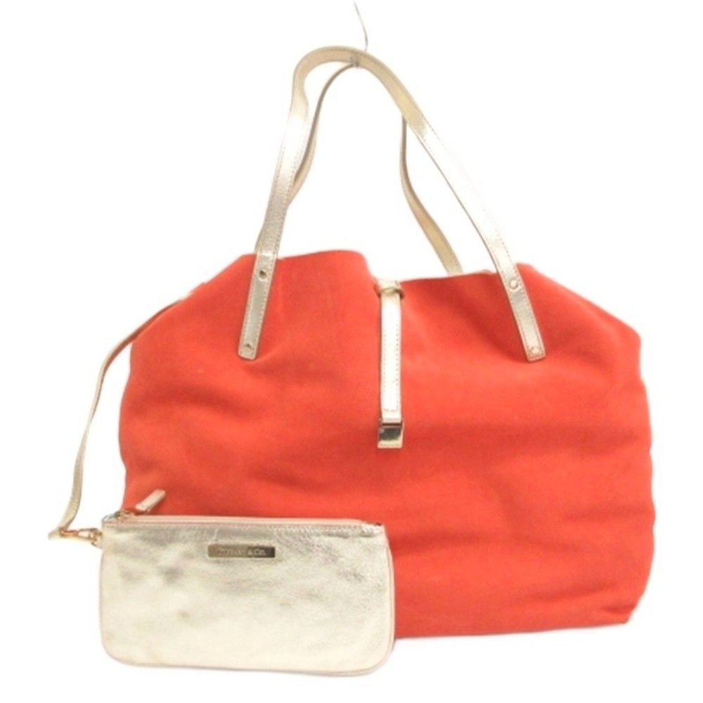 Tiffany & Co Reversible Suede Tote Bag Gold Color Orange — view 5