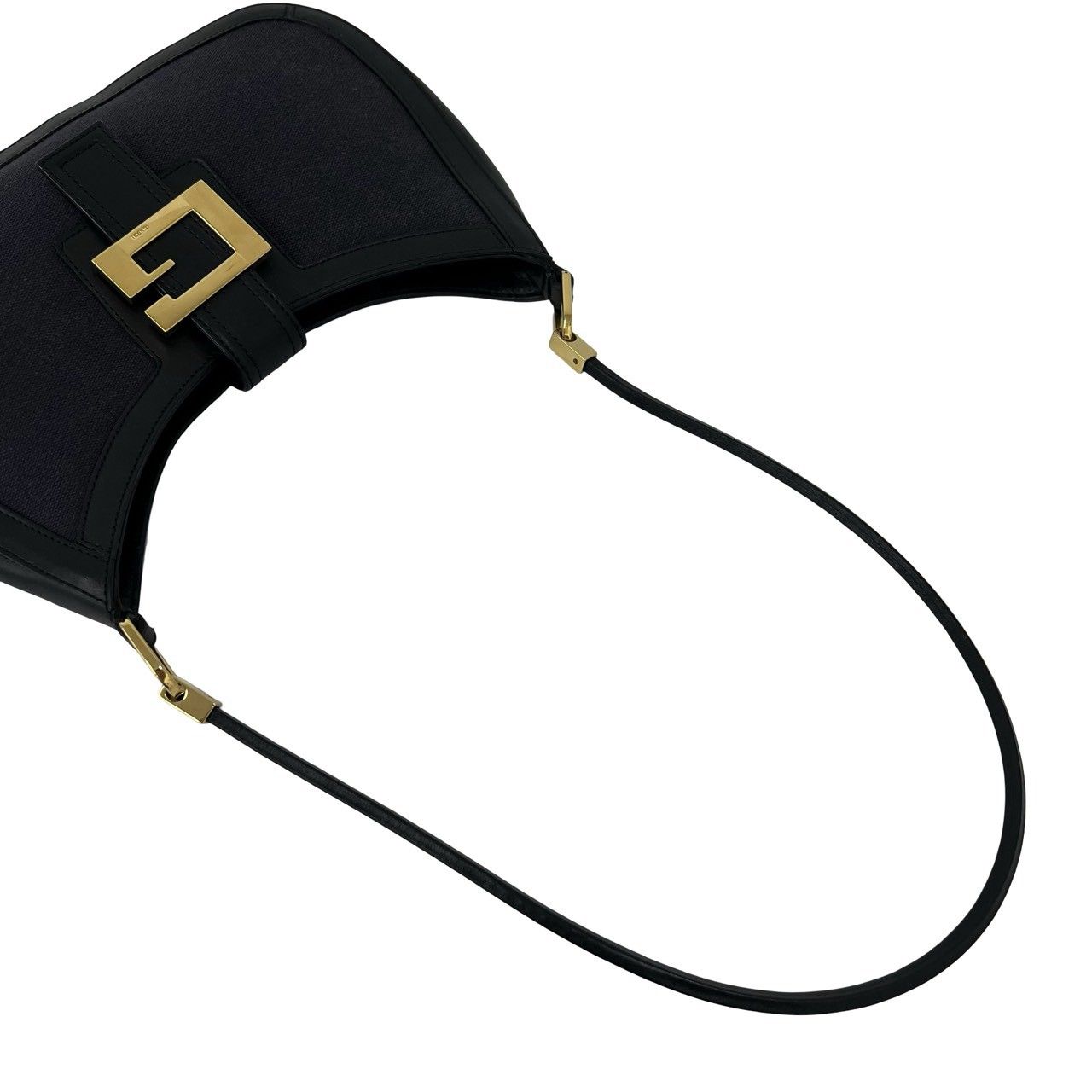 Gucci Logo Leather One Shoulder Bag Tote Black Navy — view 4
