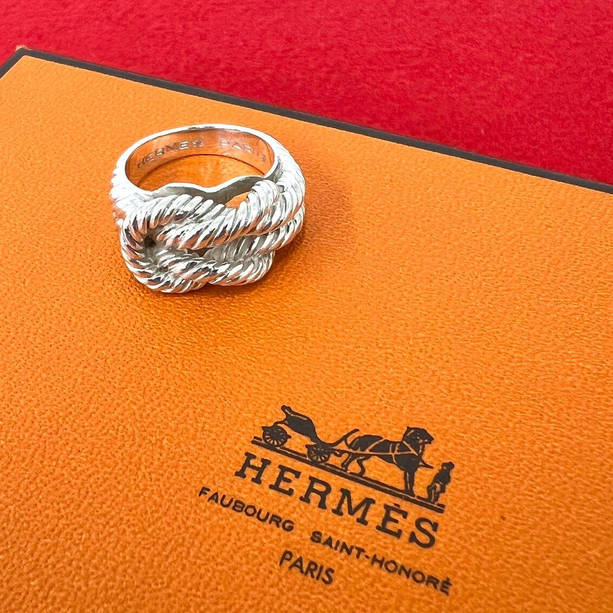 Hermes Vintage Audienne Ring 925 Sterling Silver