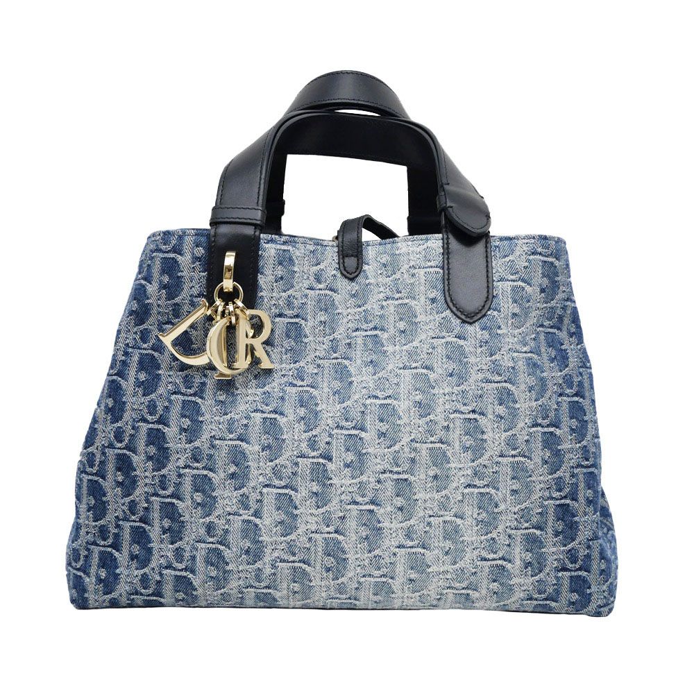 Dior Oblique Tujour Handbag Denim M Odce Gold