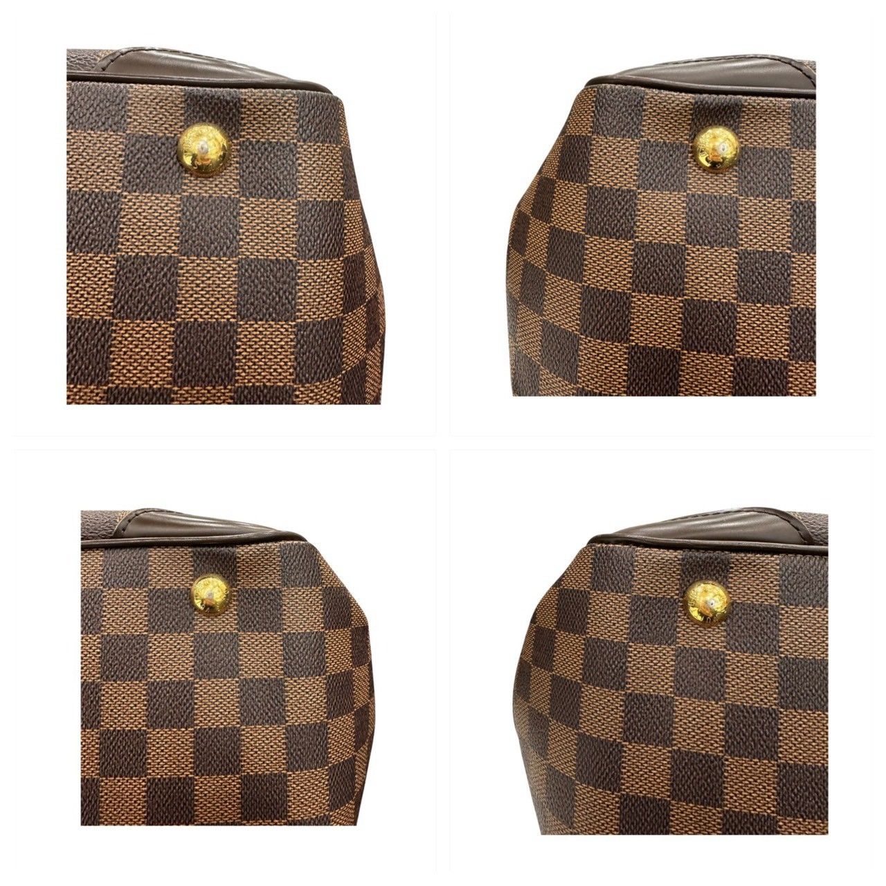 Louis Vuitton Damier Verona PM Brown Gold Leather Handbag — view 6