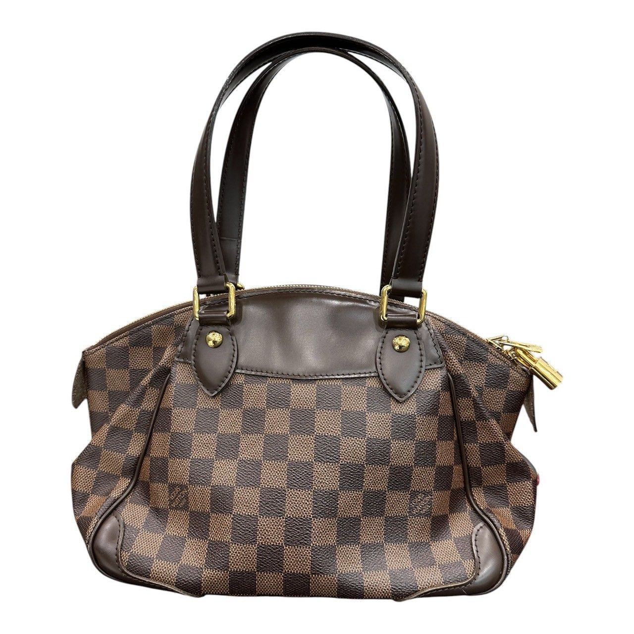 Louis Vuitton Damier Verona PM Brown Gold Leather Handbag