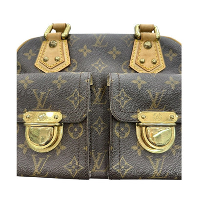 Louis Vuitton Monogram Manhattan PM Brown Gold Leather Handbag — view 7