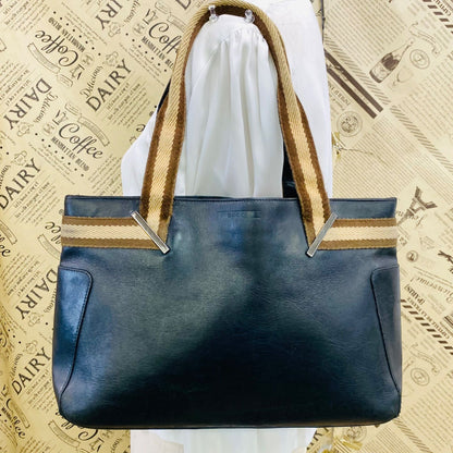 Gucci Tote Bag Sherry Line Strap Leather Black