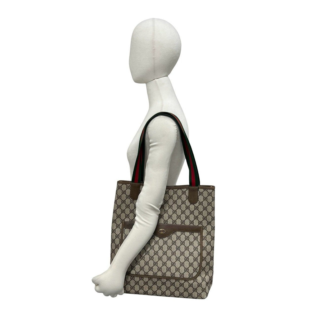 Gucci Vintage Sherry Line GG Logo Pattern Leather Tote Shoulder Bag Brown — view 2
