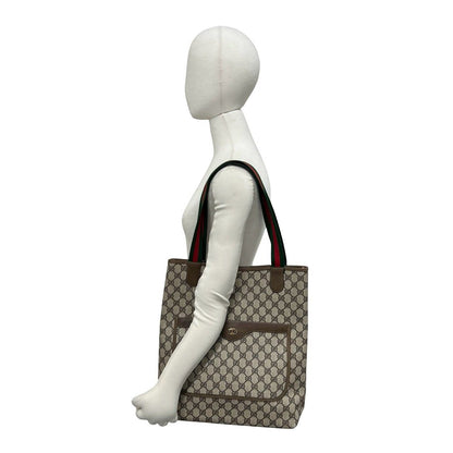 Gucci Vintage Sherry Line GG Logo Pattern Leather Tote Shoulder Bag Brown — view 2