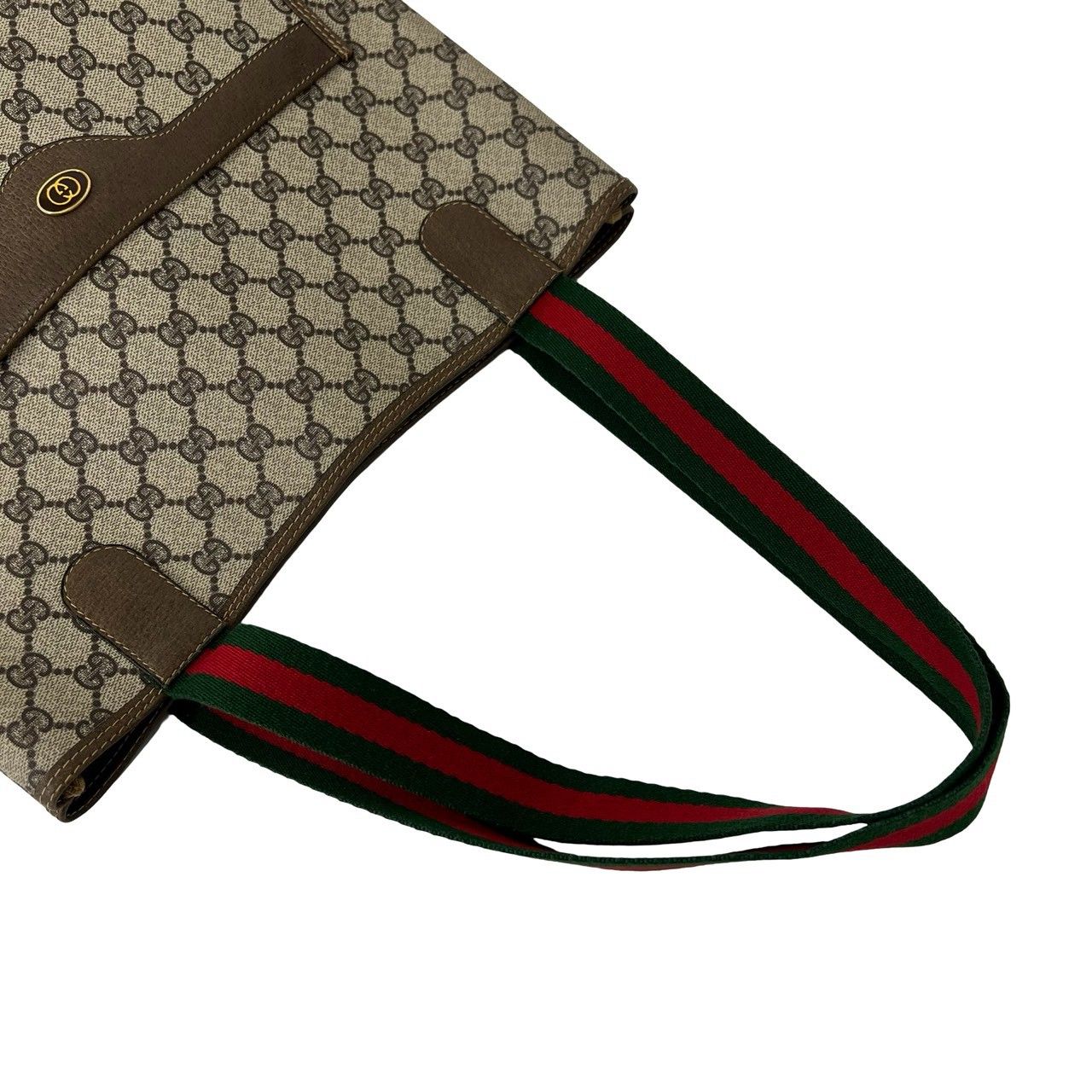 Gucci Vintage Sherry Line GG Logo Pattern Leather Tote Shoulder Bag Brown — view 4