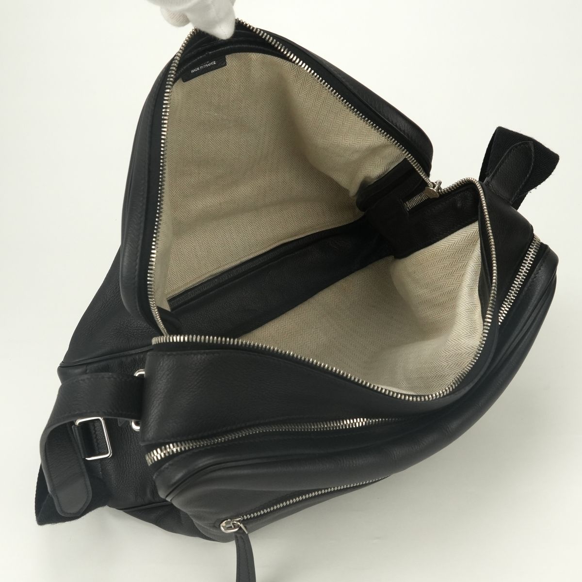 Hermes Sac Eb Reporter Shoulder Bag Ever Gray Noir Black Silver Bague Rain — view 8