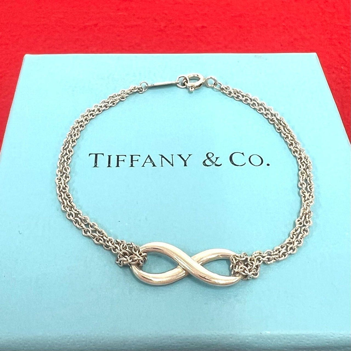 Tiffany & Co Vintage Infinity Bracelet 925 Sterling Silver Chain Bangle