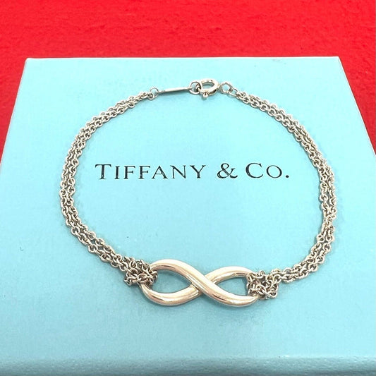 Tiffany & Co Vintage Infinity Bracelet 925 Sterling Silver Chain Bangle