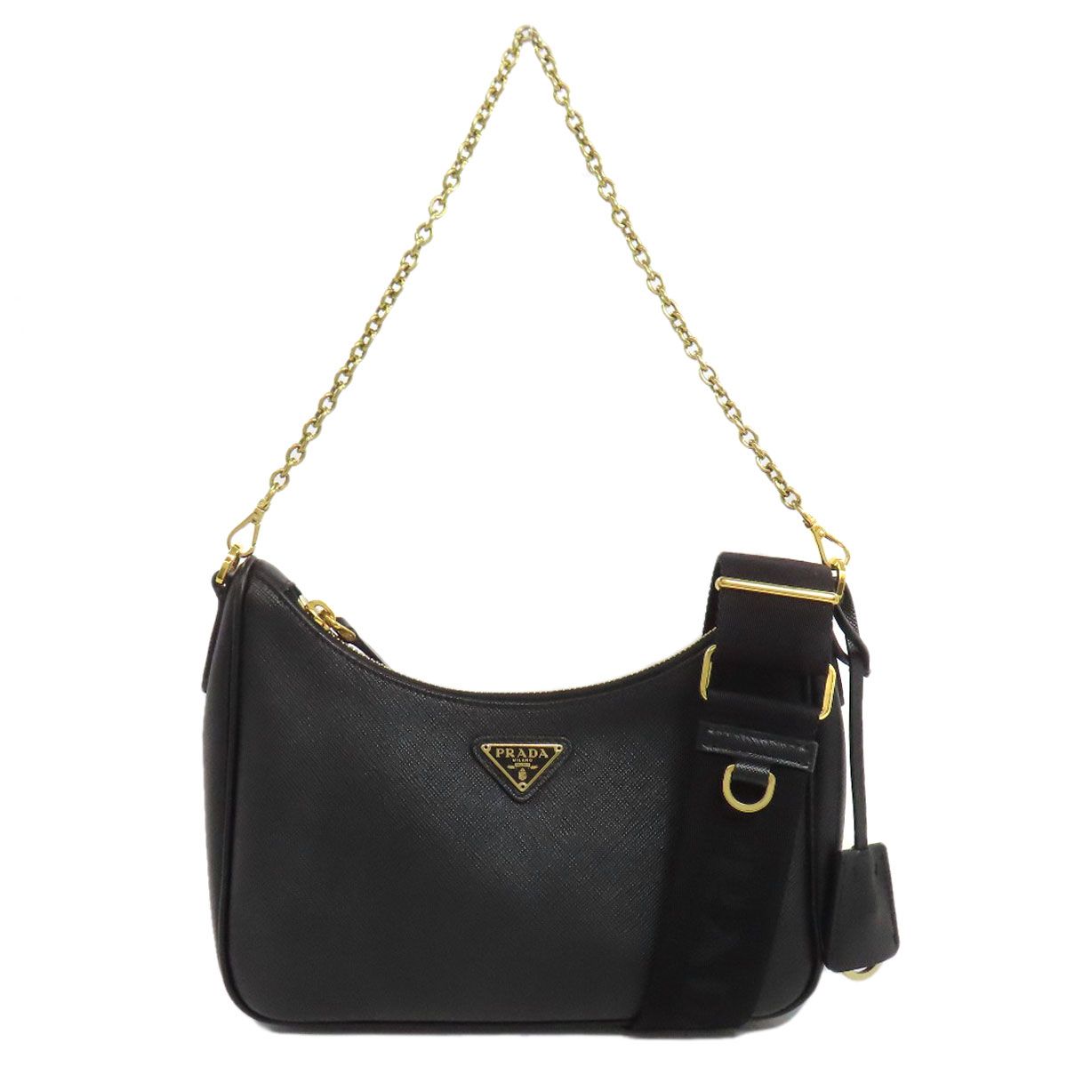 Prada Logo 2-Way Shoulder Bag Saffiano