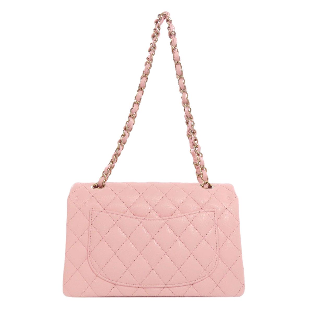 Chanel Quilted Double Flap Gold Shoulder Bag Grained Calfskin — view 2