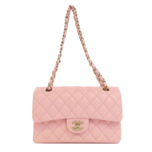 Chanel Quilted Double Flap Gold Shoulder Bag Grained Calfskin