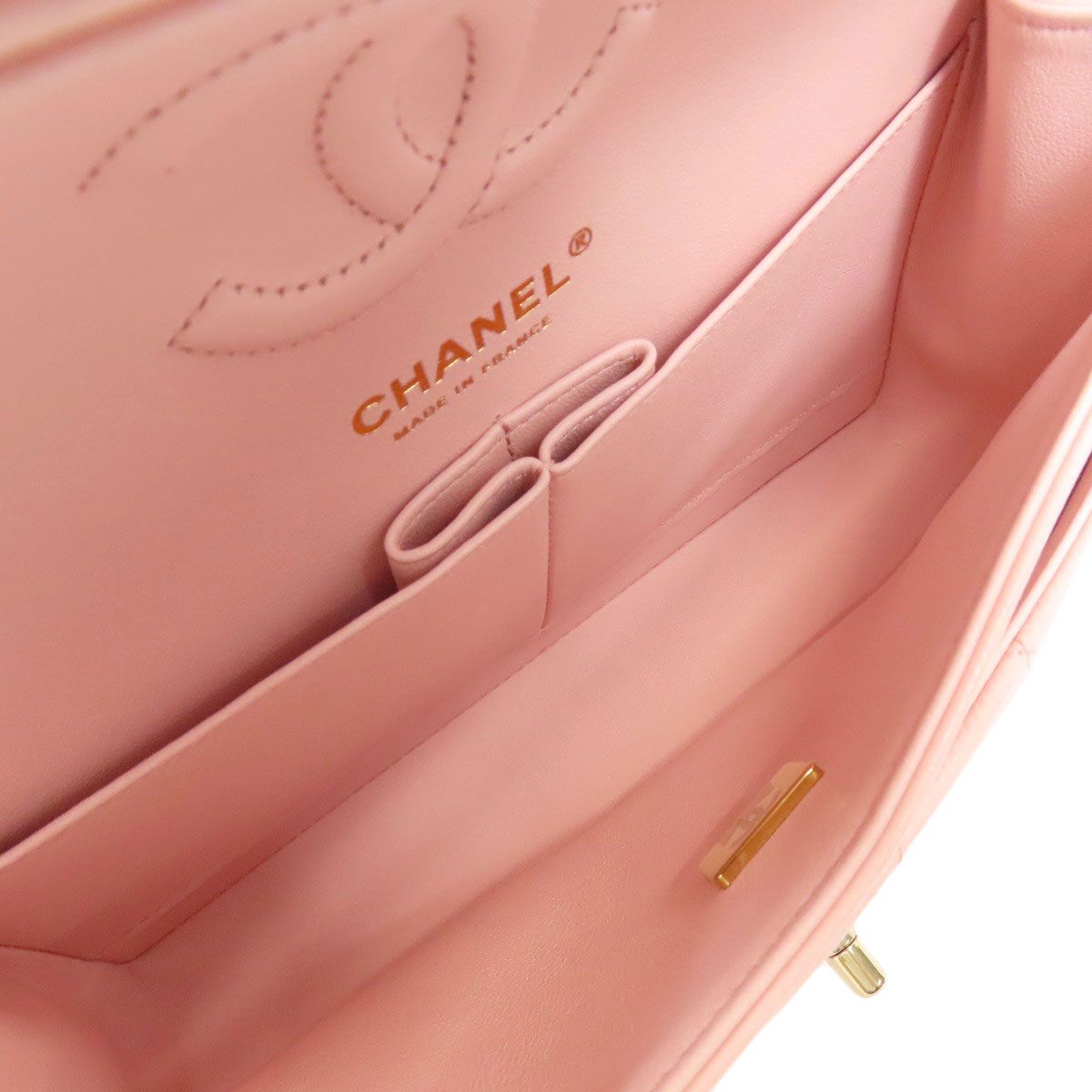 Chanel Quilted Double Flap Gold Shoulder Bag Grained Calfskin — view 5