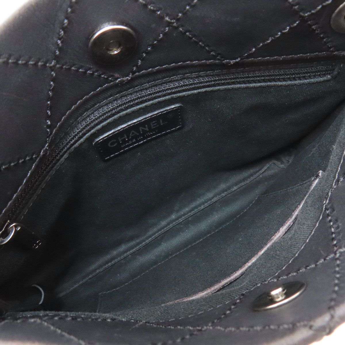 Chanel Quilted Silver Shoulder Bag Calfskin — view 5