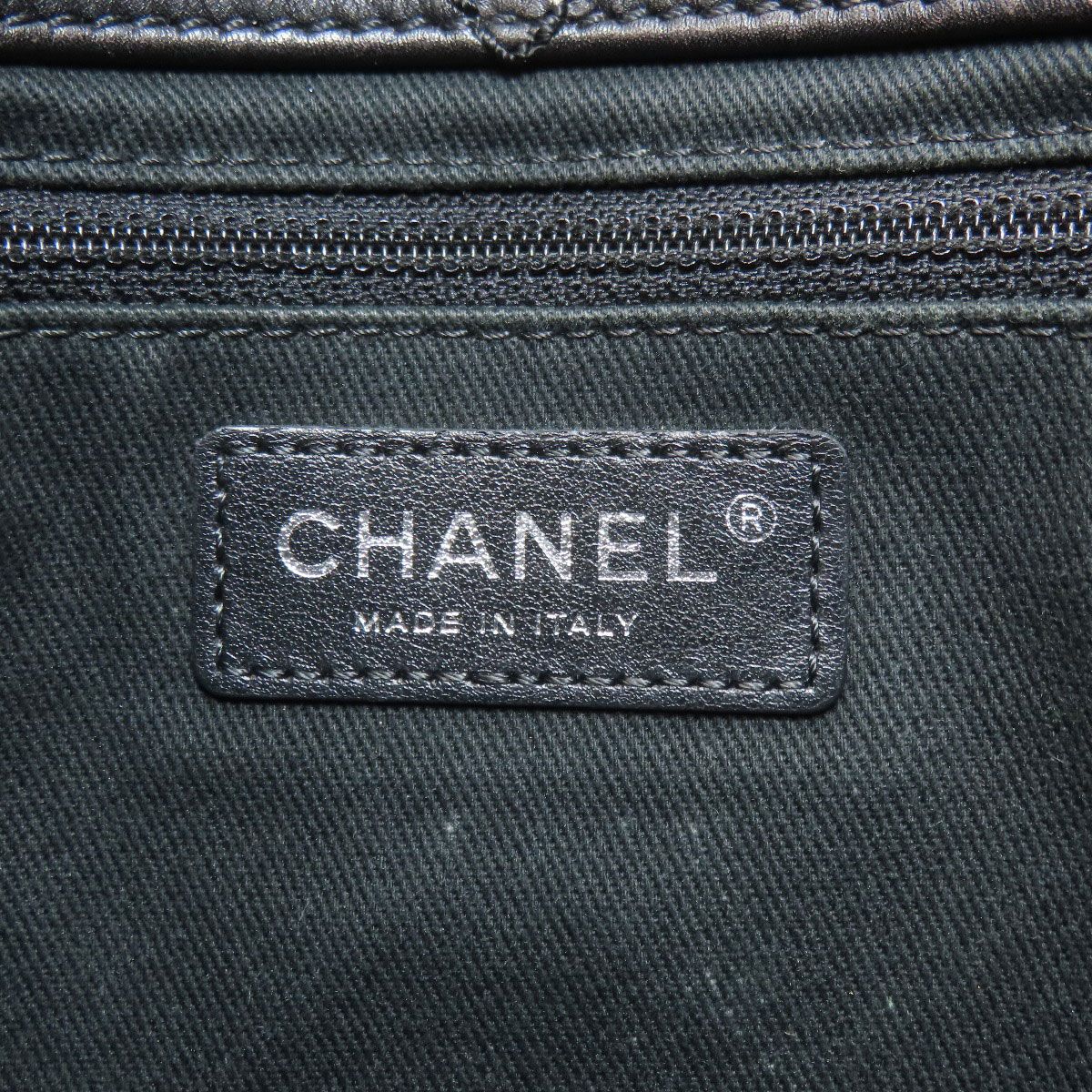 Chanel Quilted Silver Shoulder Bag Calfskin — view 6