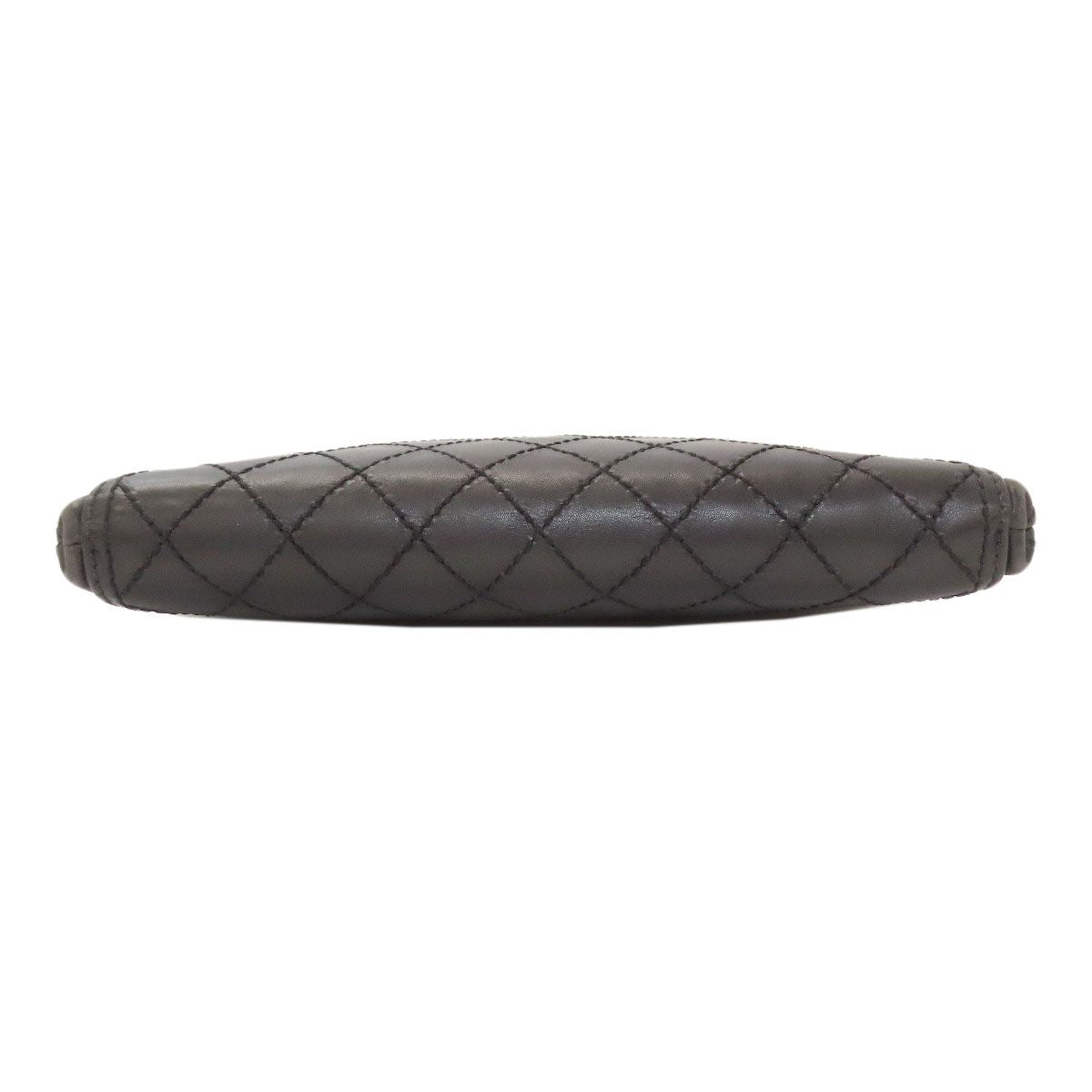 Chanel Quilted Silver Shoulder Bag Calfskin — view 4