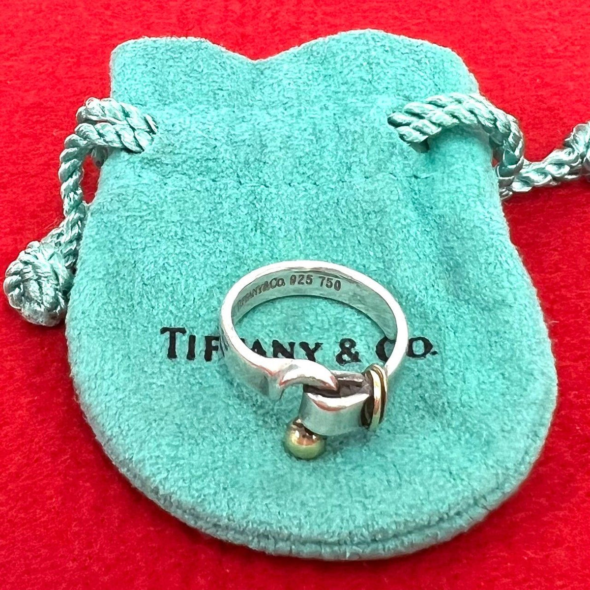 Tiffany & Co Bagged Vintage Hook I Ring Silver Yellow Gold