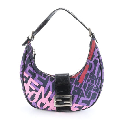 Fendi Leather Canvas Logo Shoulder Bag