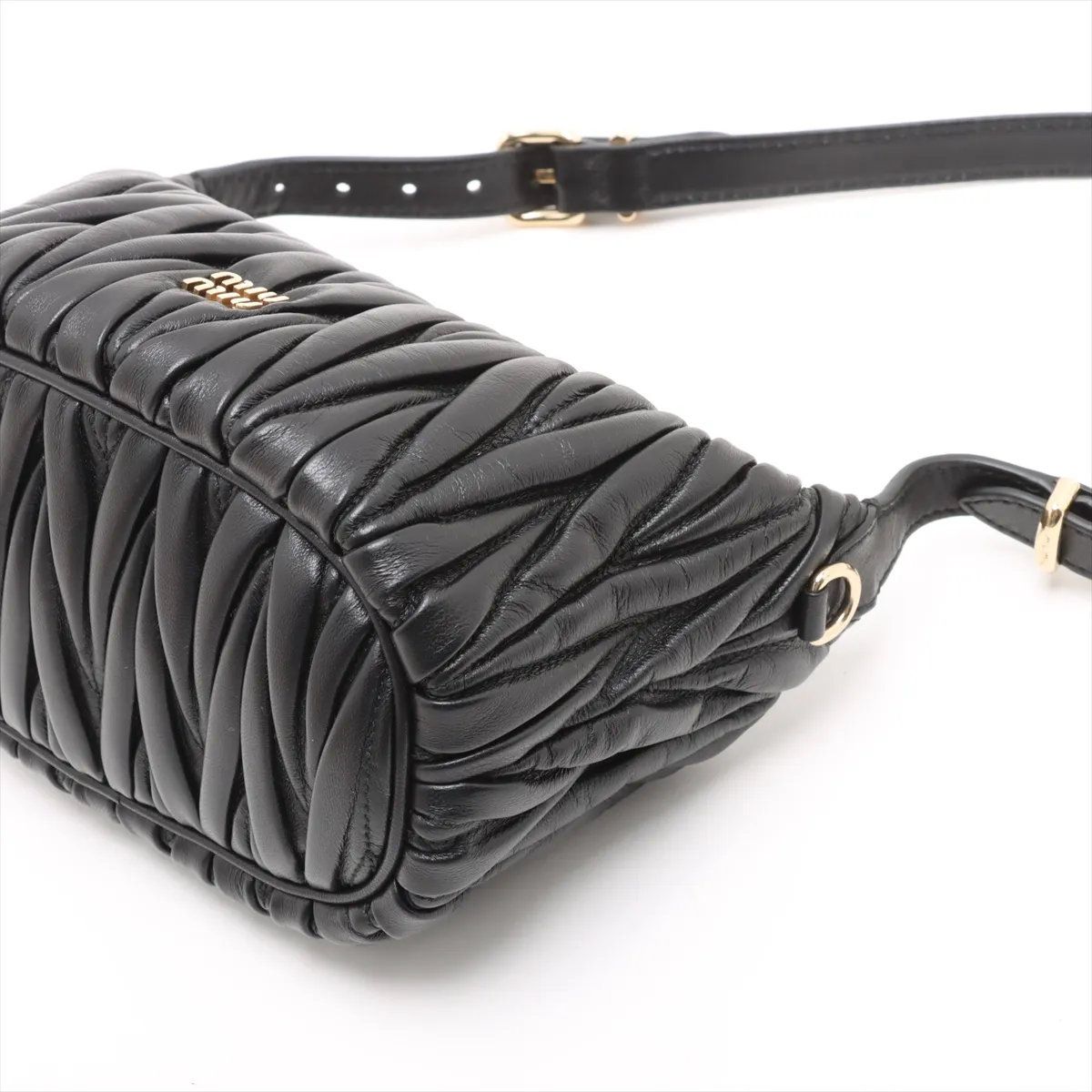 Miu Miu Matelasse Leather Shoulder Bag Hand Black — view 3