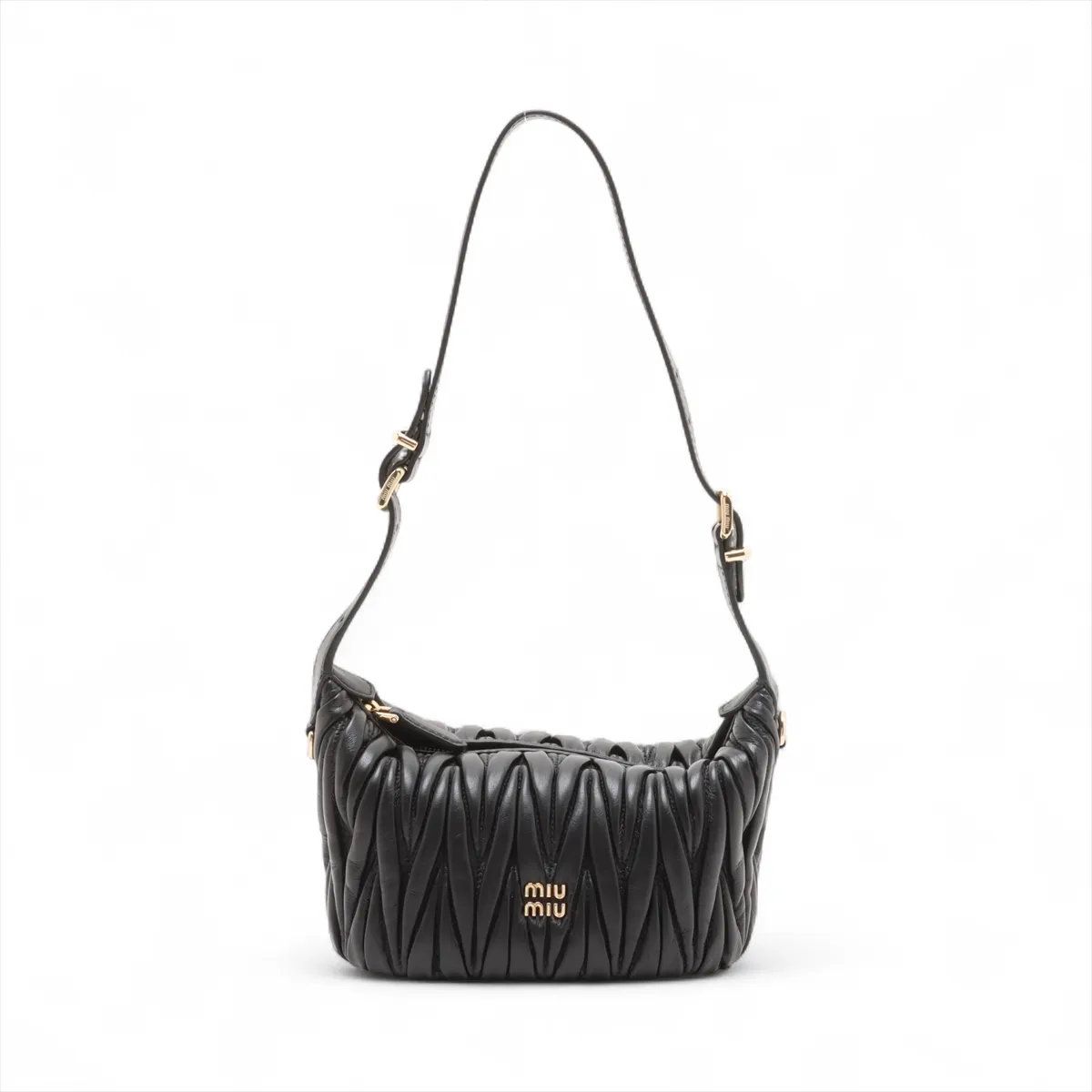 Miu Miu Matelasse Leather Shoulder Bag Hand Black