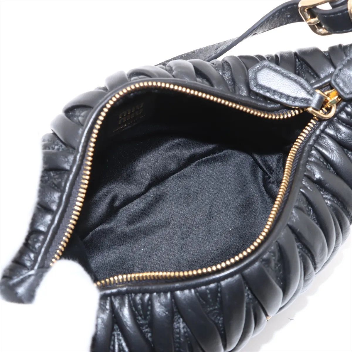 Miu Miu Matelasse Leather Shoulder Bag Hand Black — view 7