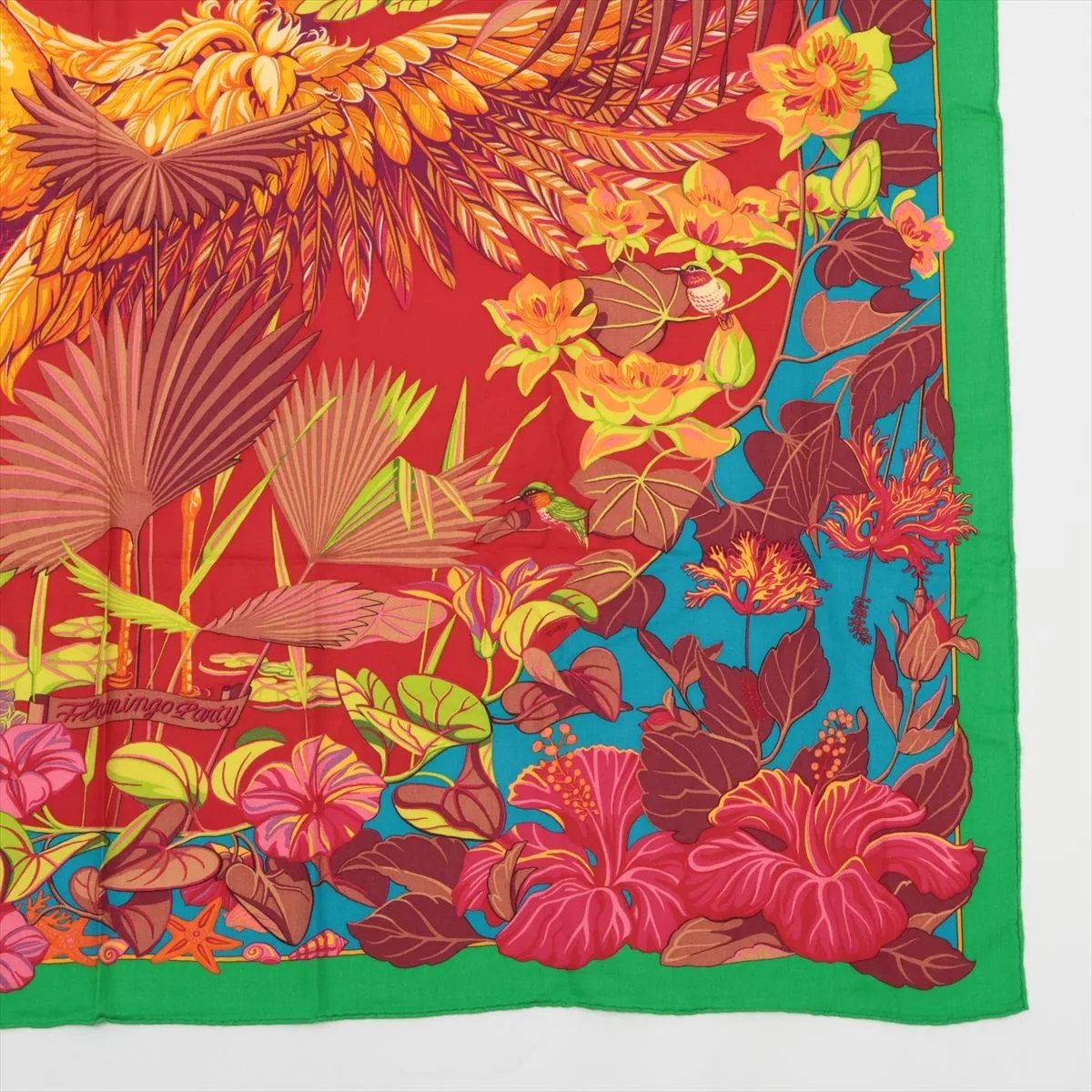 Hermes Tagged Carre Jian 140 Cashmere Flamingo Party Casisil Scarf — view 4