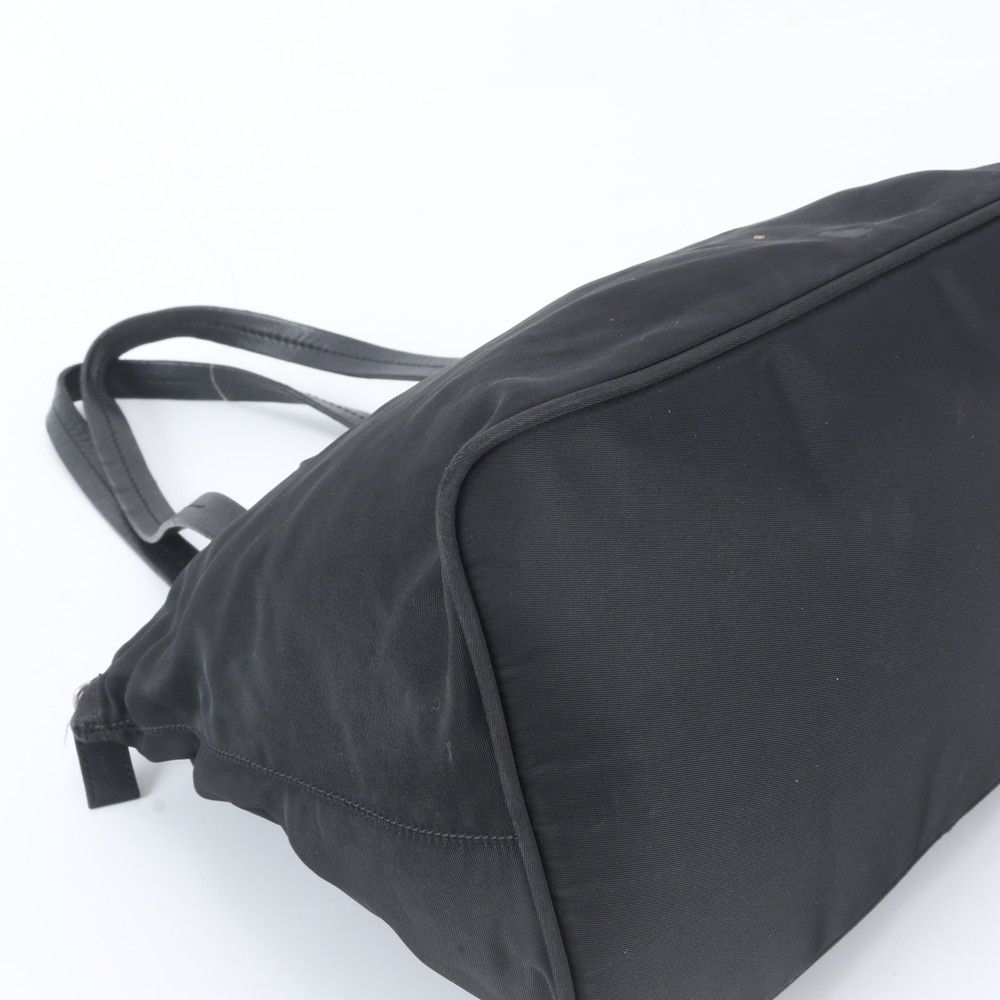 Prada Tessuto Nylon Triangle Logo Leather Tote Bag Shoulder Black — view 4