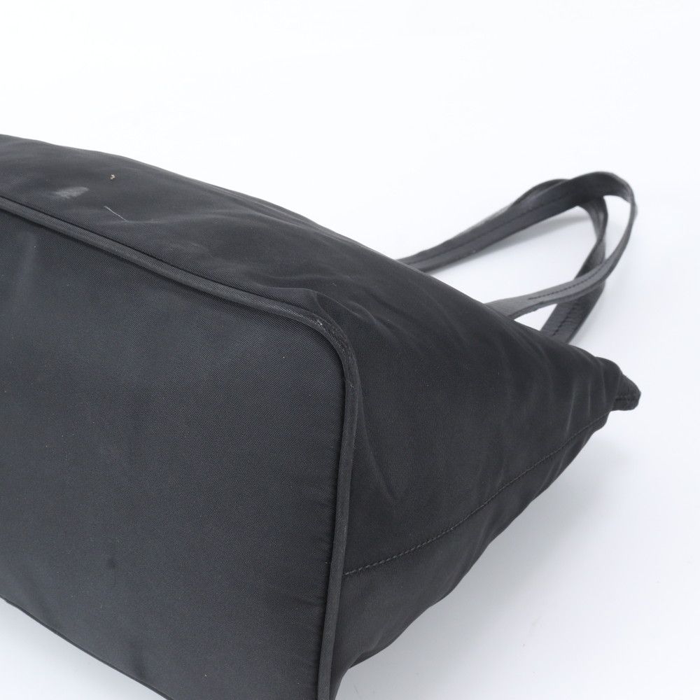 Prada Tessuto Nylon Triangle Logo Leather Tote Bag Shoulder Black — view 5