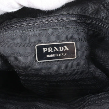 Prada Tessuto Nylon Triangle Logo Leather Tote Bag Shoulder Black — view 8
