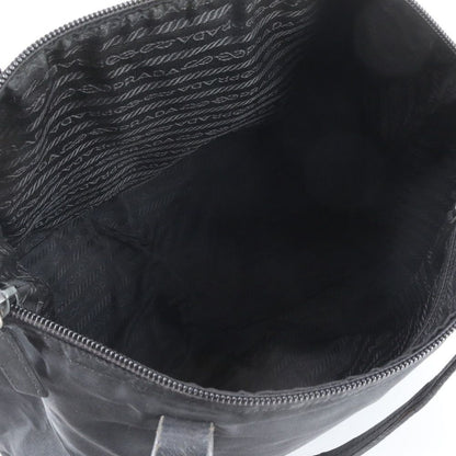 Prada Tessuto Nylon Triangle Logo Leather Tote Bag Shoulder Black — view 7