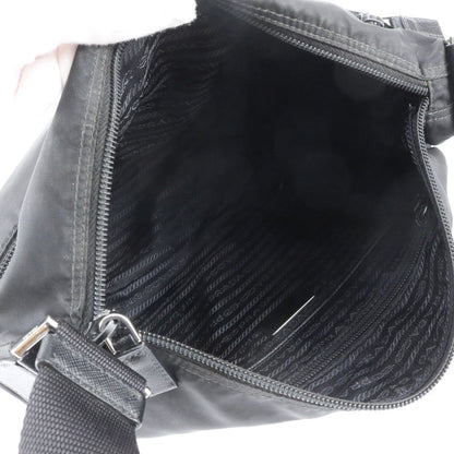 Prada Tessuto Nylon Triangle Logo Leather Shoulder Bag Crossbody Messenger — view 7