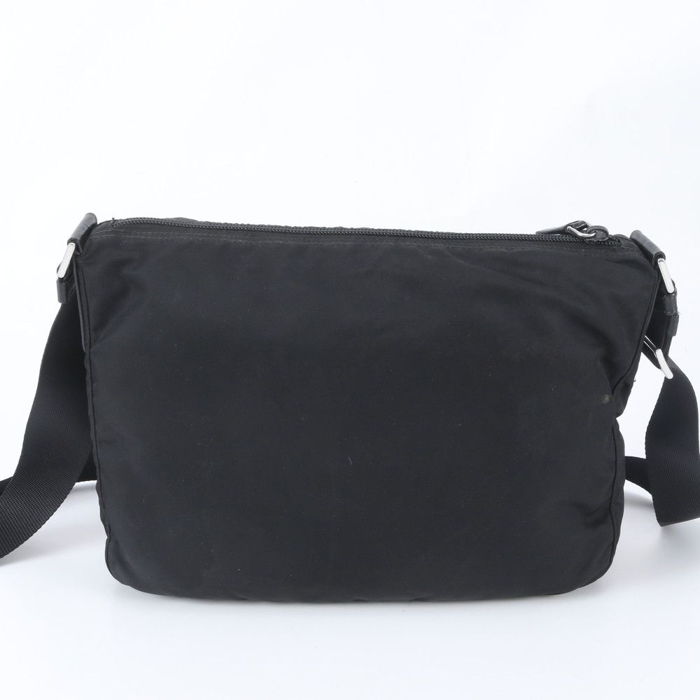 Prada Tessuto Nylon Triangle Logo Leather Shoulder Bag Crossbody Messenger — view 3