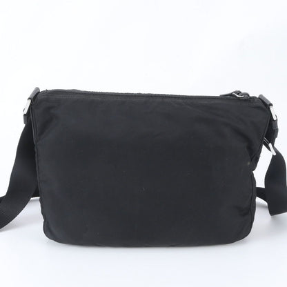 Prada Tessuto Nylon Triangle Logo Leather Shoulder Bag Crossbody Messenger — view 3